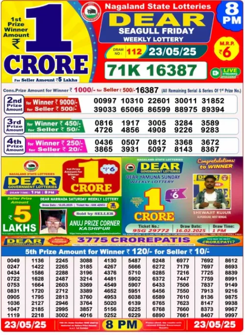 23 May 2025
 Result 8 PM