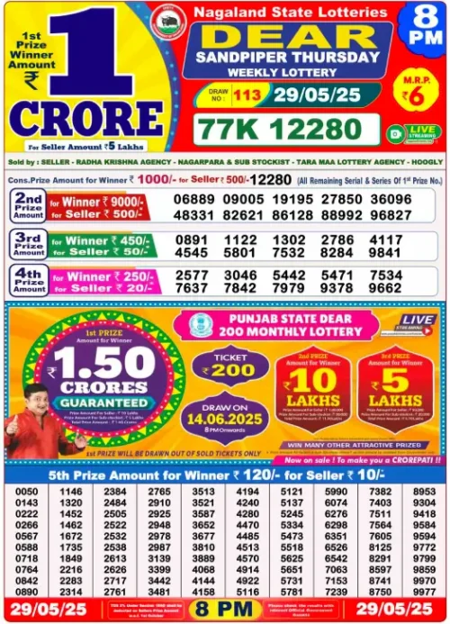 29 May 2025
 Result 8 PM
