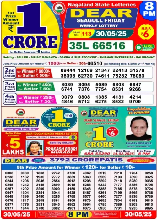 30 May 2025
 Result 8 PM