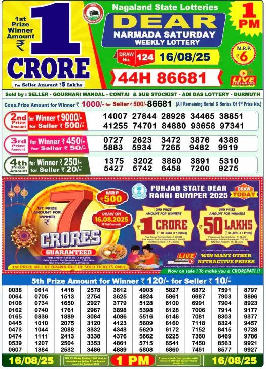 You are currently viewing August 16 2025
 Result 1 PM