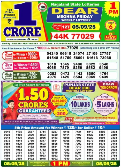 September 05 2025
 Result 1 PM